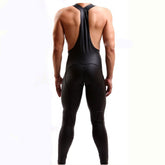 Conjoined Suspenders Men's Leather Pants